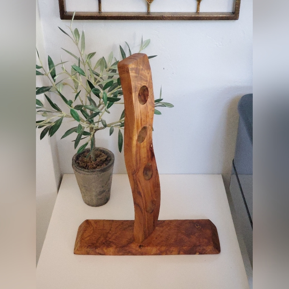 Olive Wood Bottle Holder - Picture 3 of 10